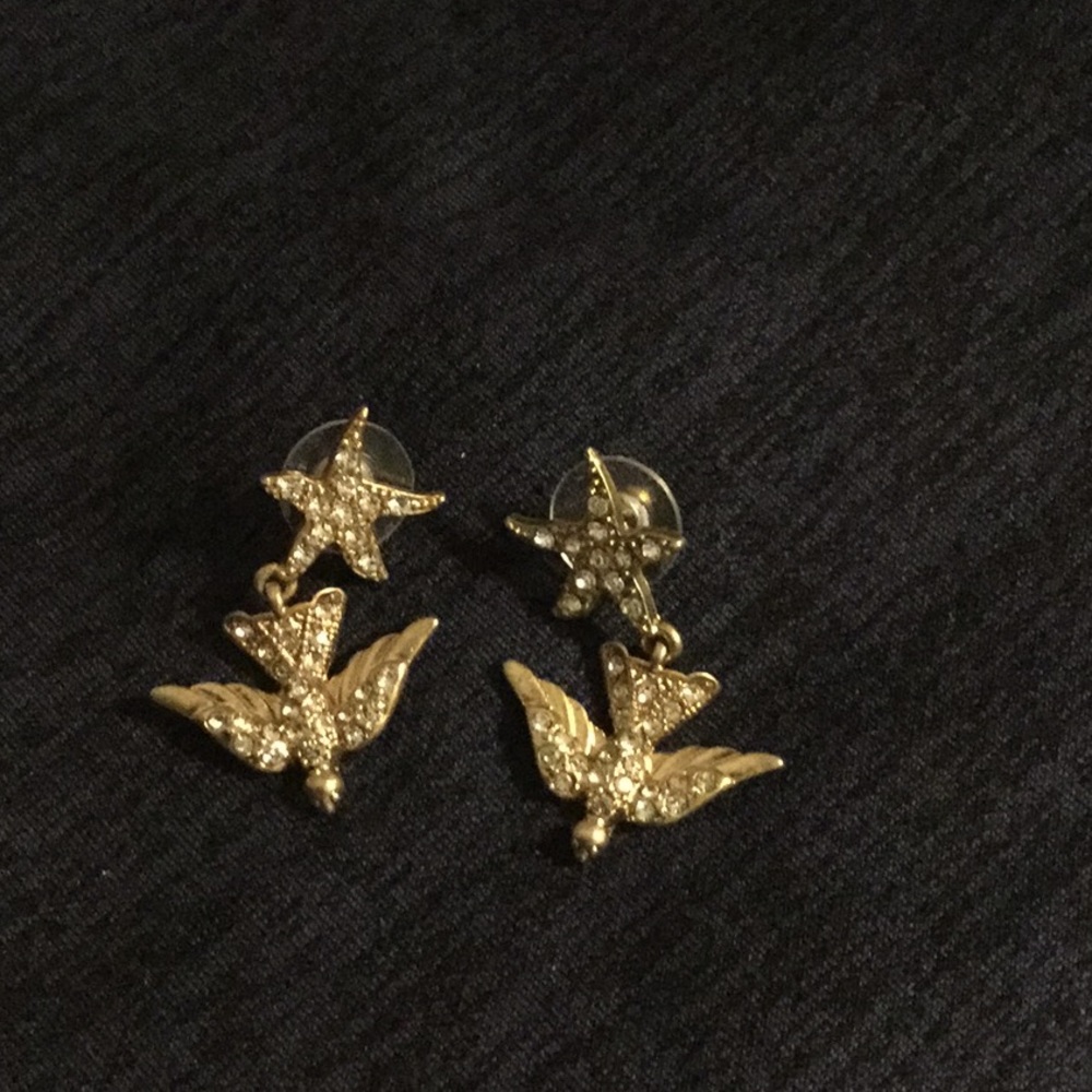 Studded Gold tone Dangle Earrings